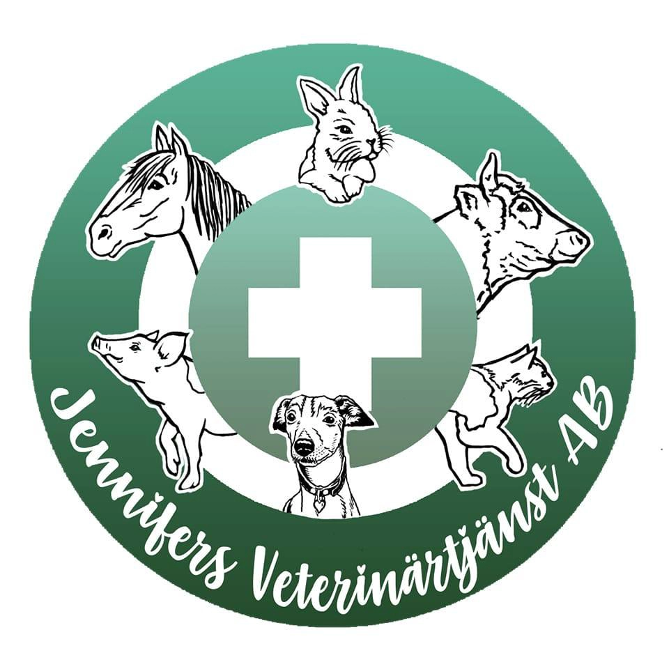 Jennifers Veterinärtjänst AB, logga i grönt och vitt.